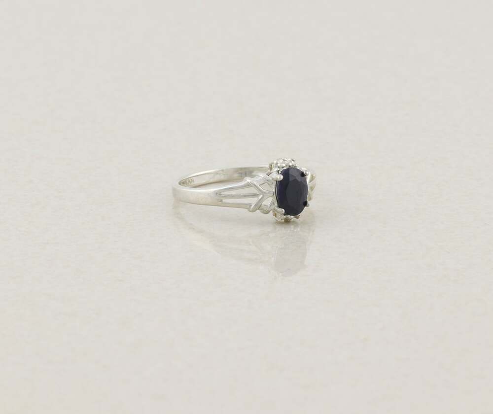 Sterling Silver Natural Dark Blue Sapphire Ring Size 9 1/4 Avon - Picture 6 of 7